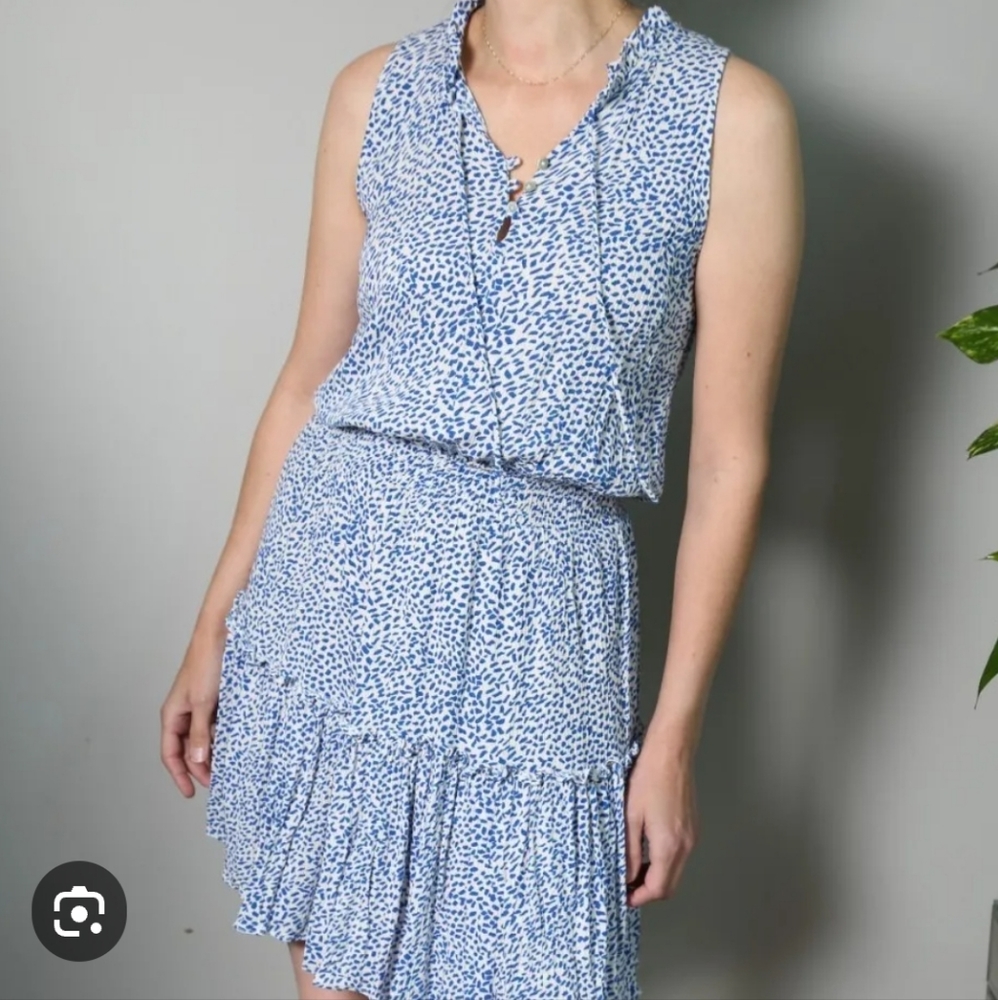 Lovestich Women's White/Blue Mini Casual Dress